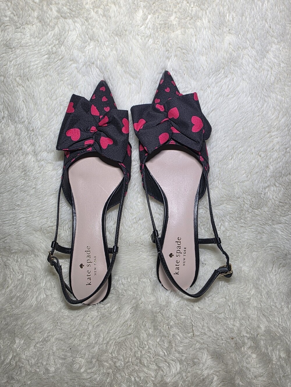 Kate Spade Daxton Heart Bow Pointed Toe Kitten Heel Slingback Pumps 7.5 M - Picture 11 of 13